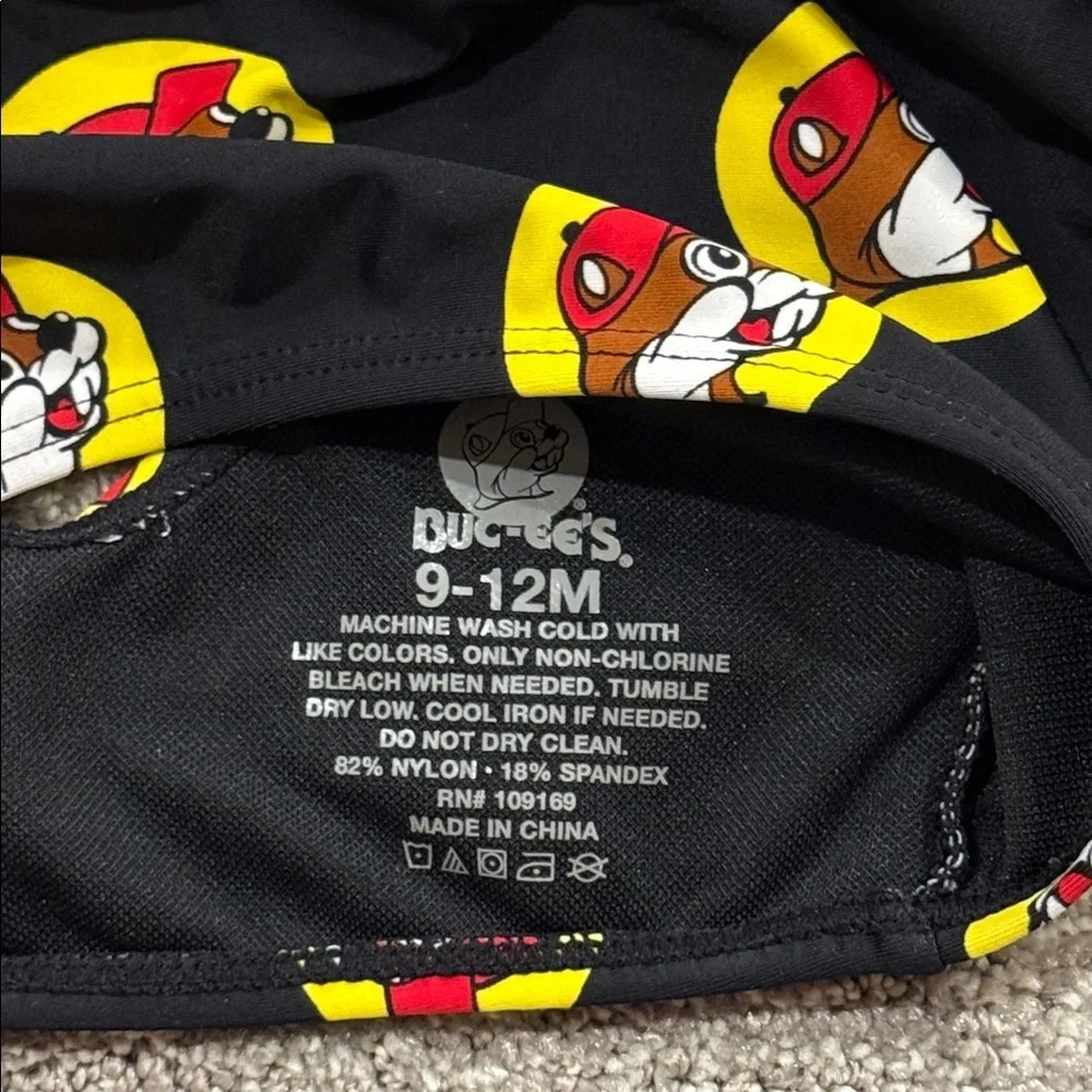 BUC-EE's Black Red Yellow Print Infant Bikini Swimsuit Top Size 9M-12M